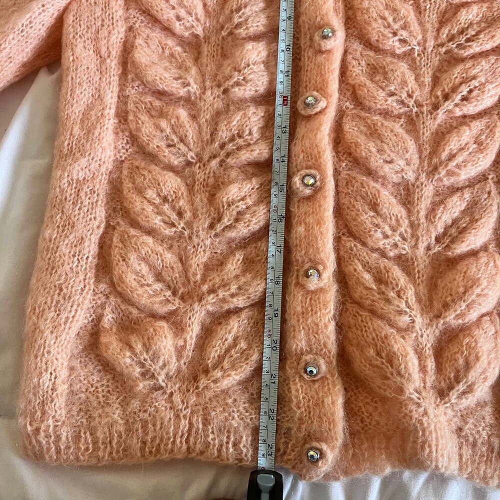 Pink Hand Knit Wool Cardigan - Chunky/Fuzzy - Picture 3 of 9